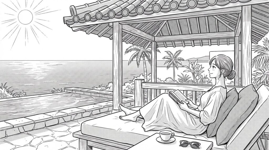 赤瓦のヴィラでくつろぐ