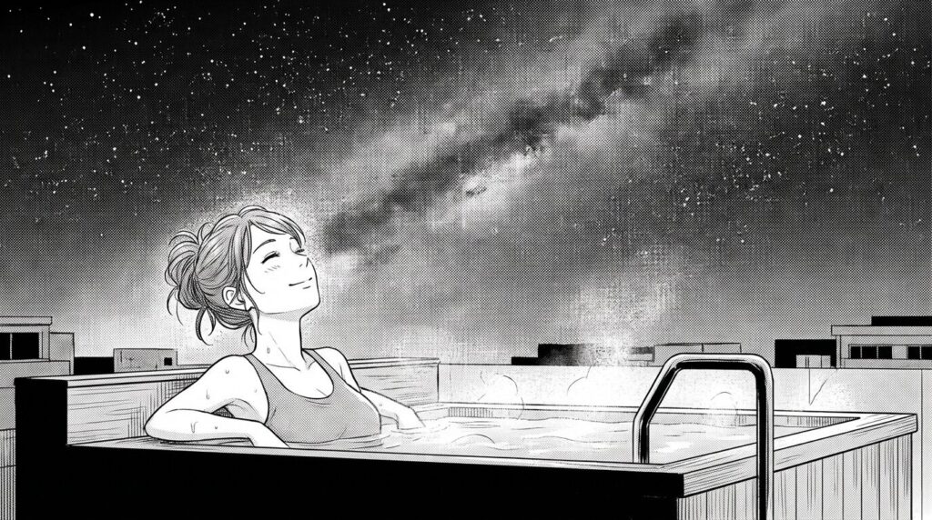 屋上ジャグジーで星空を楽しむ
