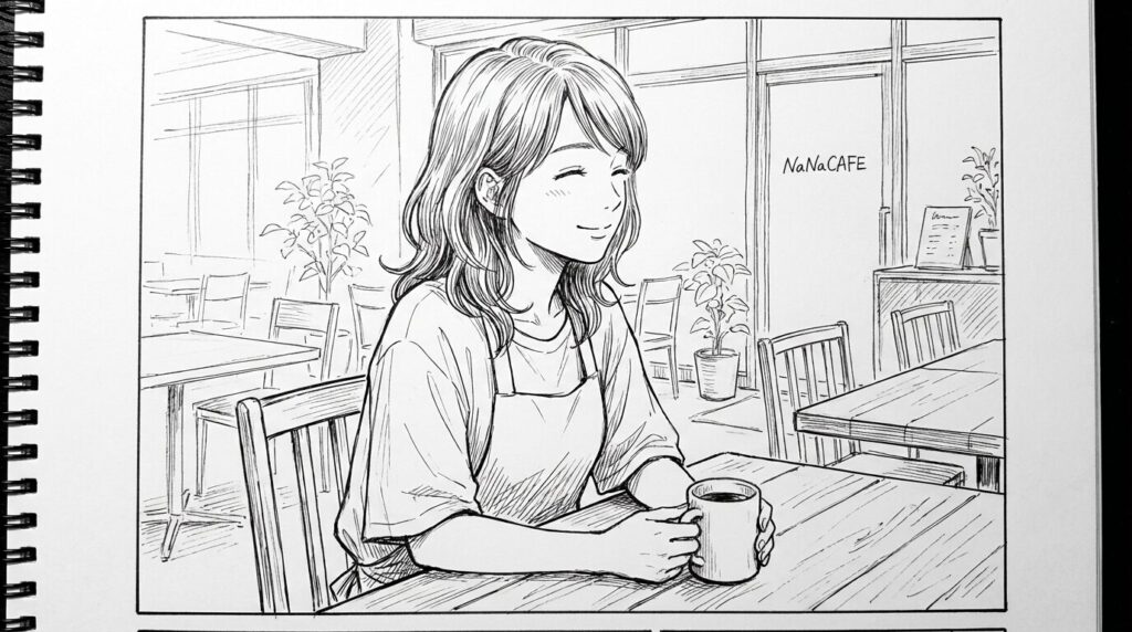 店内でくつろぐ女性