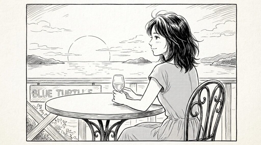 サンセットを見る女性