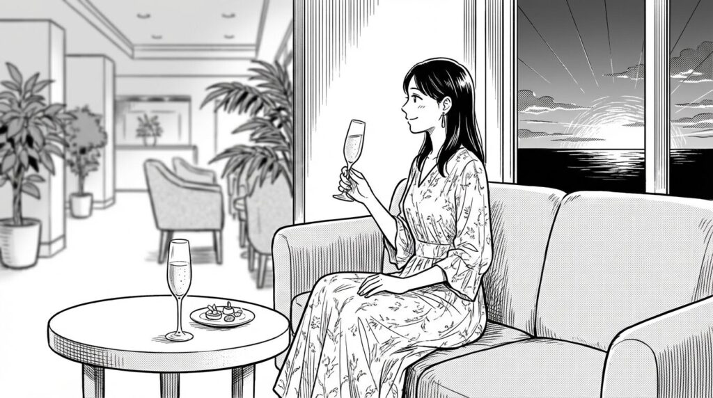 レストランでシャンパンを傾ける