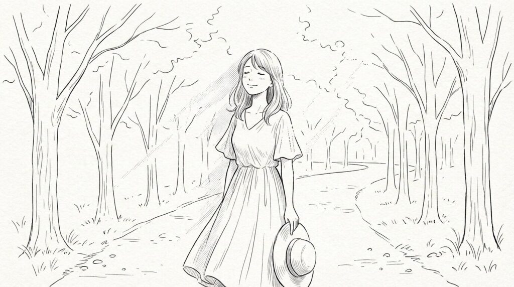 ヤラブロードで深呼吸する女性