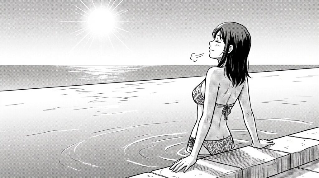 インフィニティプールで泳ぐ