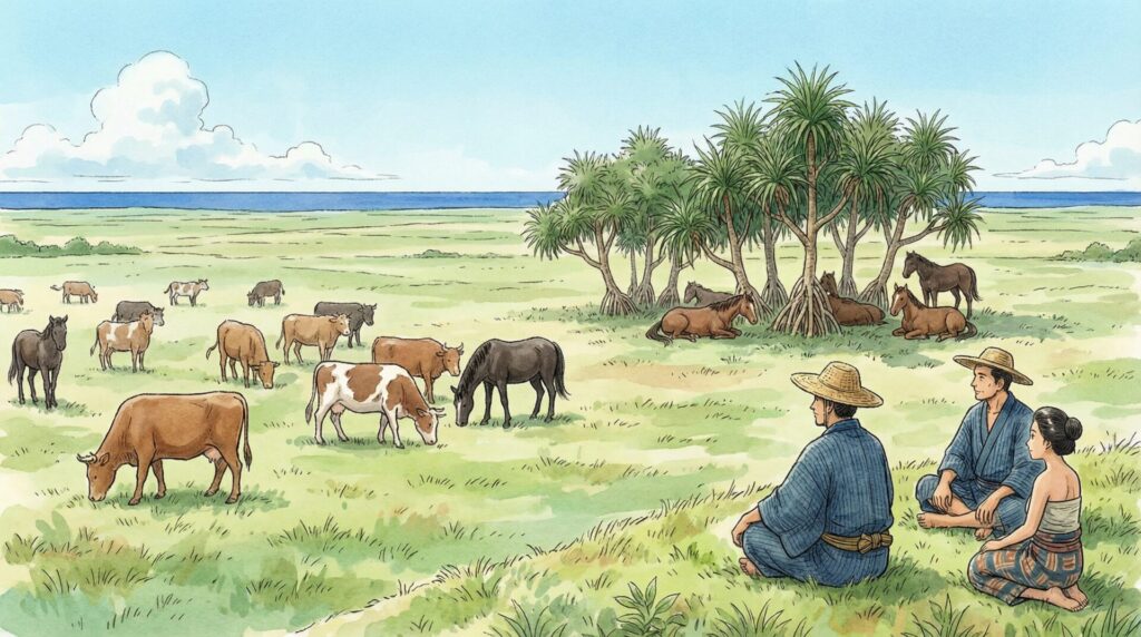 下地島は牛馬の放牧地