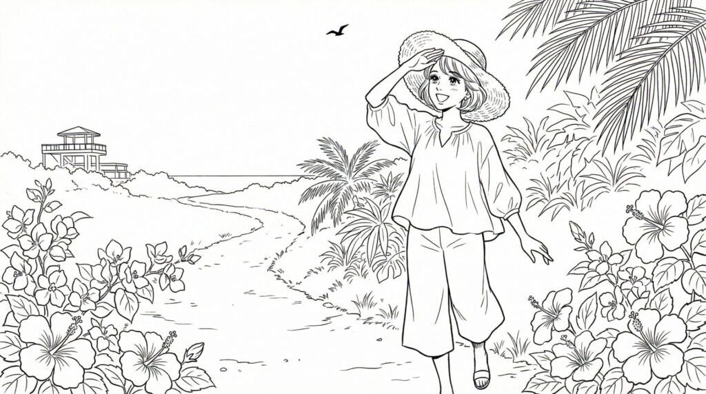 牧山展望台の遊歩道で南国の花を眺めながら散策